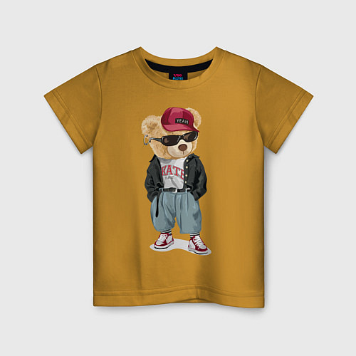 Детская футболка Мопс уличный стиль / Горчичный – фото 1
