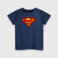 Футболка хлопковая детская Superman 8 bit цвета тёмно-синий — фото 1