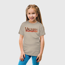Футболка хлопковая детская Valheim огненный лого, цвет: миндальный — фото 2