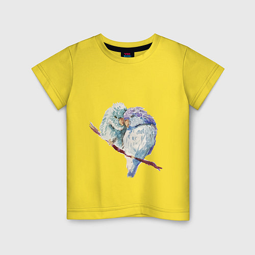 Детская футболка Акварельные попугаи / Желтый – фото 1