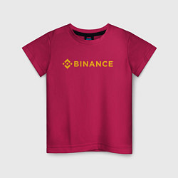 Футболка хлопковая детская BINANCE БИНАНС БИРЖА, цвет: маджента