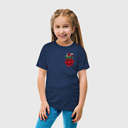 Футболка хлопковая детская Красные цветы, цвет: тёмно-синий — фото 2