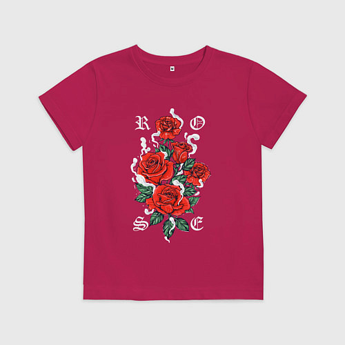 Детская футболка РОЗЫ ROSES SMOKE / Маджента – фото 1