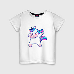Футболка хлопковая детская Cute unicorn, цвет: белый