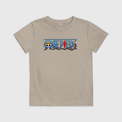 Футболка хлопковая детская ONE PIECE ВАН ПИС, цвет: миндальный