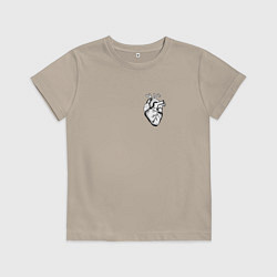 Футболка хлопковая детская Анатомическое сердце, цвет: миндальный