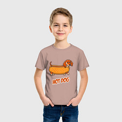 Футболка хлопковая детская Hot Dog, цвет: пыльно-розовый — фото 2