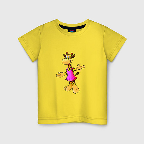 Детская футболка Жираф в платье / Желтый – фото 1