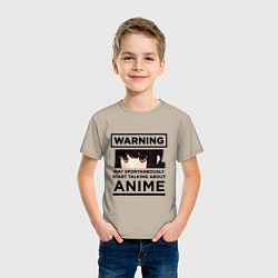 Футболка хлопковая детская Warning ANIME, цвет: миндальный — фото 2