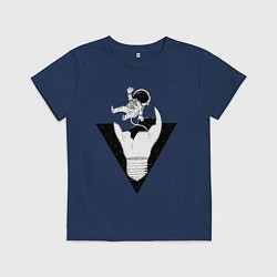 Футболка хлопковая детская Космонавт падает, цвет: тёмно-синий