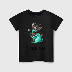Футболка хлопковая детская Space cat, цвет: черный