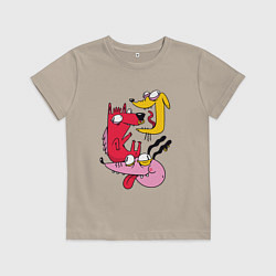 Футболка хлопковая детская Crazy Dogs Безумный собаки, цвет: миндальный