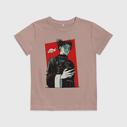 Футболка хлопковая детская Чосо Магическая Битва Арт 03, цвет: пыльно-розовый