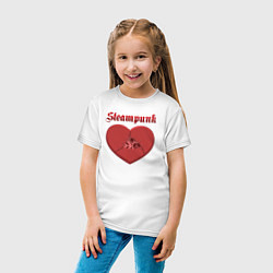 Футболка хлопковая детская Heart Steampunk Меха сердце Z, цвет: белый — фото 2