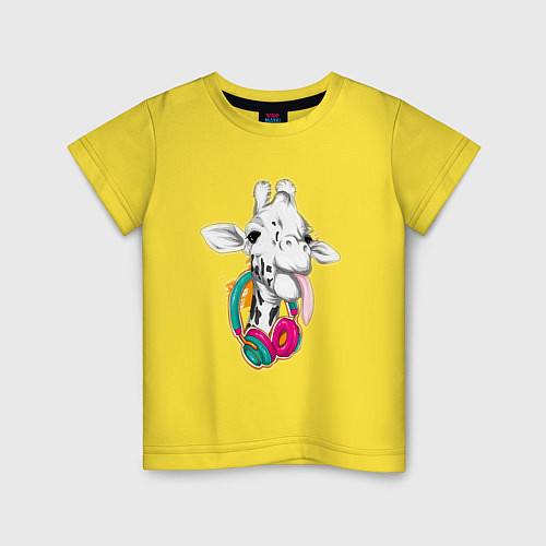Детская футболка Жираф меломан / Желтый – фото 1