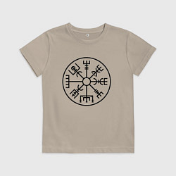 Футболка хлопковая детская Вегвизир Гальдрастав Z, цвет: миндальный