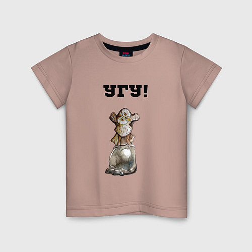 Детская футболка Угу-сова смотрит / Пыльно-розовый – фото 1