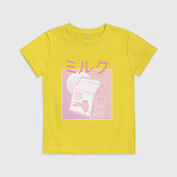 Футболка хлопковая детская Vaporwave Strawberry Milk, цвет: желтый