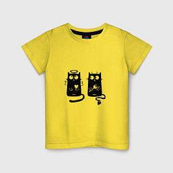 Футболка хлопковая детская Коты испуганные, цвет: желтый