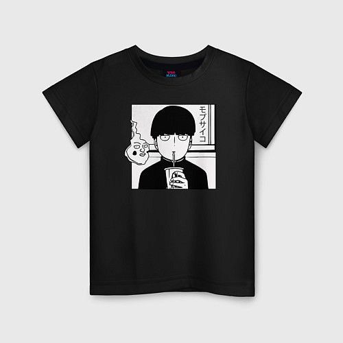 Детская футболка Шигэо Кагеяма и Ямочки, Моб / Черный – фото 1