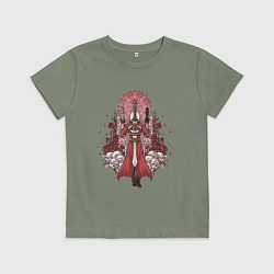 Футболка хлопковая детская Данте в розах, цвет: авокадо
