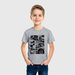 Футболка хлопковая детская PORSCHE ПОРШЕ КОЛЛАЖ, цвет: меланж — фото 2