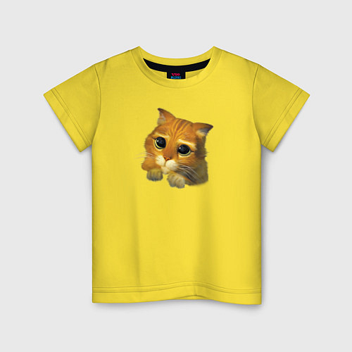 Детская футболка Шрек: Кот в сапогах / Желтый – фото 1