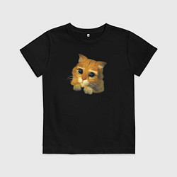 Футболка хлопковая детская Шрек: Кот в сапогах, цвет: черный