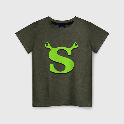 Детская футболка Shrek: Logo S / Меланж-хаки – фото 1