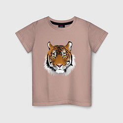 Футболка хлопковая детская Тигр, цвет: пыльно-розовый