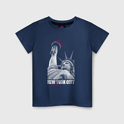 Футболка хлопковая детская Statue Of Liberty, цвет: тёмно-синий