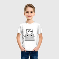 Футболка хлопковая детская Котик - Мяу, цвет: белый — фото 2