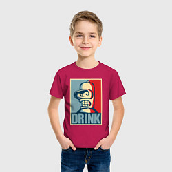Футболка хлопковая детская Bender, цвет: маджента — фото 2