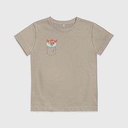 Футболка хлопковая детская Zoidberg карман, цвет: миндальный