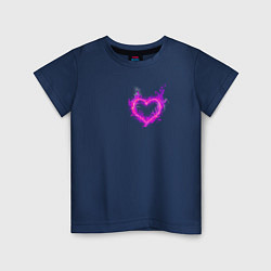 Футболка хлопковая детская Розовое Огненное Сердце, цвет: тёмно-синий
