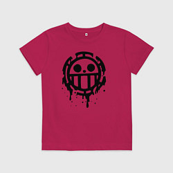Футболка хлопковая детская One Piece знак черной краской, цвет: маджента