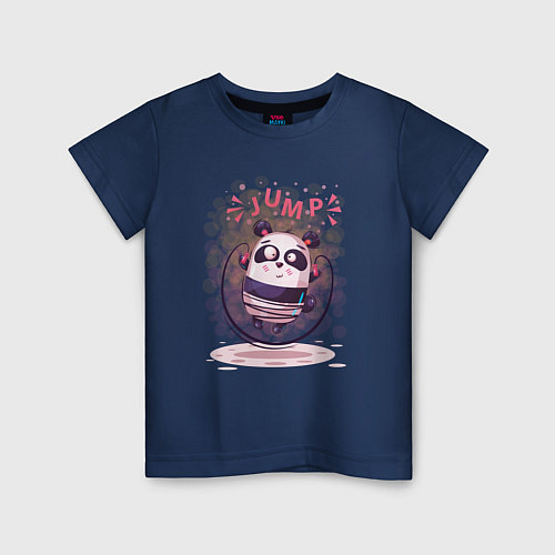 Детская футболка Panda jump / Тёмно-синий – фото 1