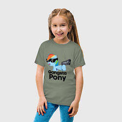 Футболка хлопковая детская Gangsta pony, цвет: авокадо — фото 2