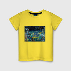 Футболка хлопковая детская Fabulous water world, цвет: желтый