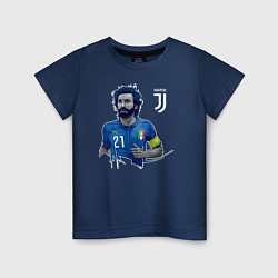 Футболка хлопковая детская Andrea Pirlo, цвет: тёмно-синий