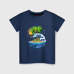 Футболка хлопковая детская Морской мир, цвет: тёмно-синий