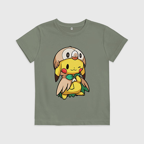 Детская футболка Пикачу - совенок / Авокадо – фото 1