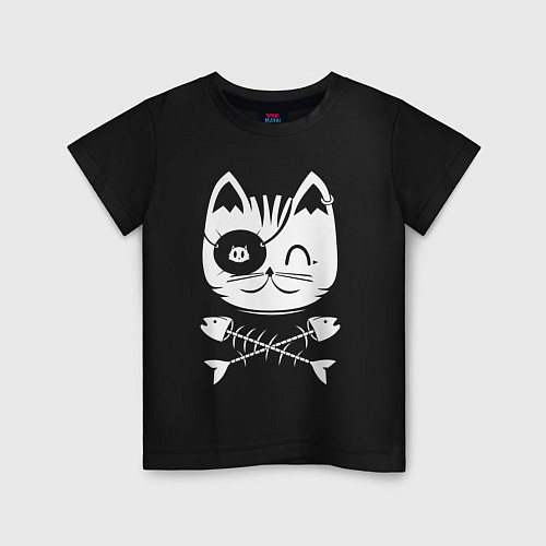 Детская футболка Кот пират / Черный – фото 1