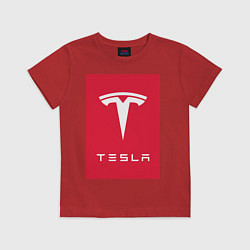 Футболка хлопковая детская TESLA MOTORS ТЕСЛА, цвет: красный