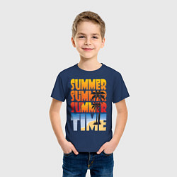 Футболка хлопковая детская SUMMER TIME, цвет: тёмно-синий — фото 2