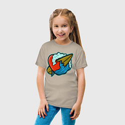 Футболка хлопковая детская Любовь к серфингу, цвет: миндальный — фото 2