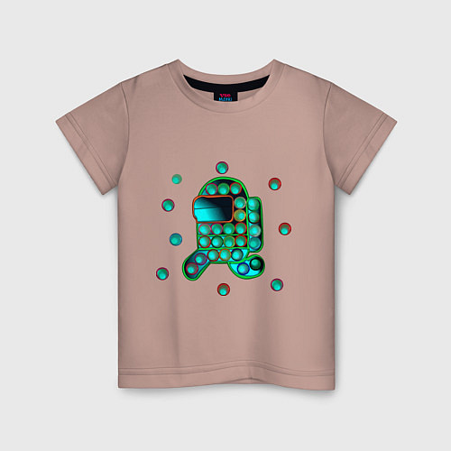Детская футболка Неон Поп-ит, Анти-стресс AMONG / Пыльно-розовый – фото 1