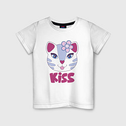 Футболка хлопковая детская Kiss Cat, цвет: белый