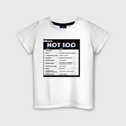 Футболка хлопковая детская BTS DYNAMITE BILLBOARD HOT-100, цвет: белый