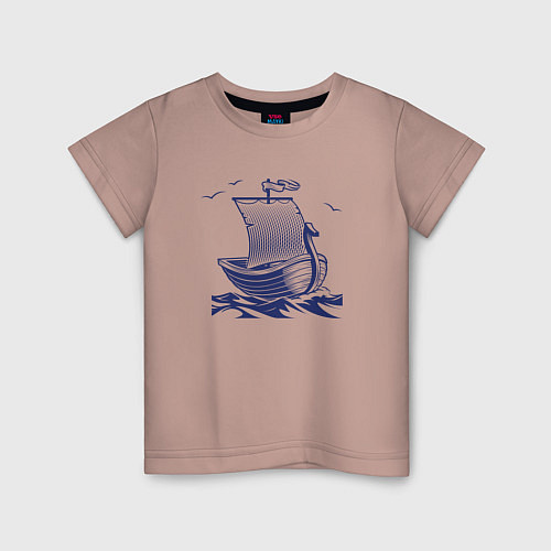 Детская футболка Парусная лодка / Пыльно-розовый – фото 1